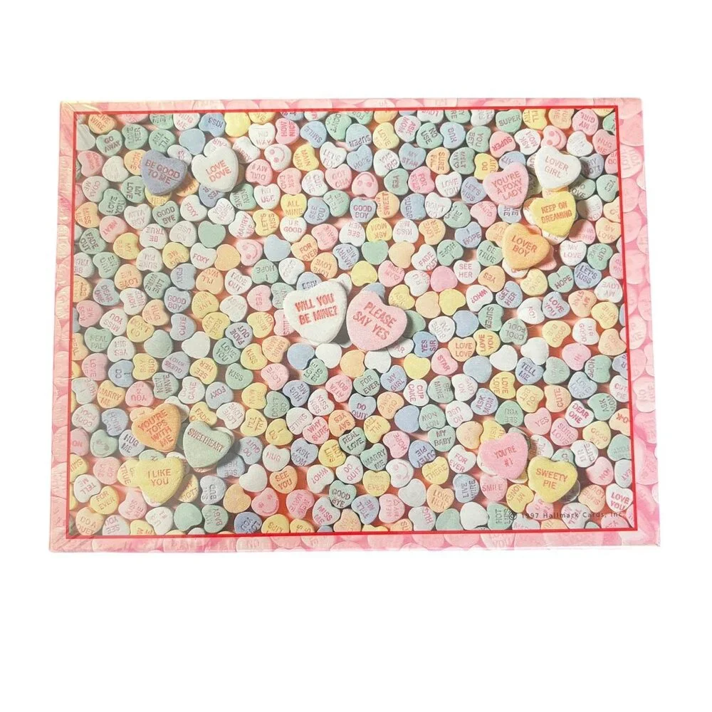 Will You Be Mine Springbok 500 Piece Jigsaw Puzzle Candy Hearts Design 18 x 23.5
